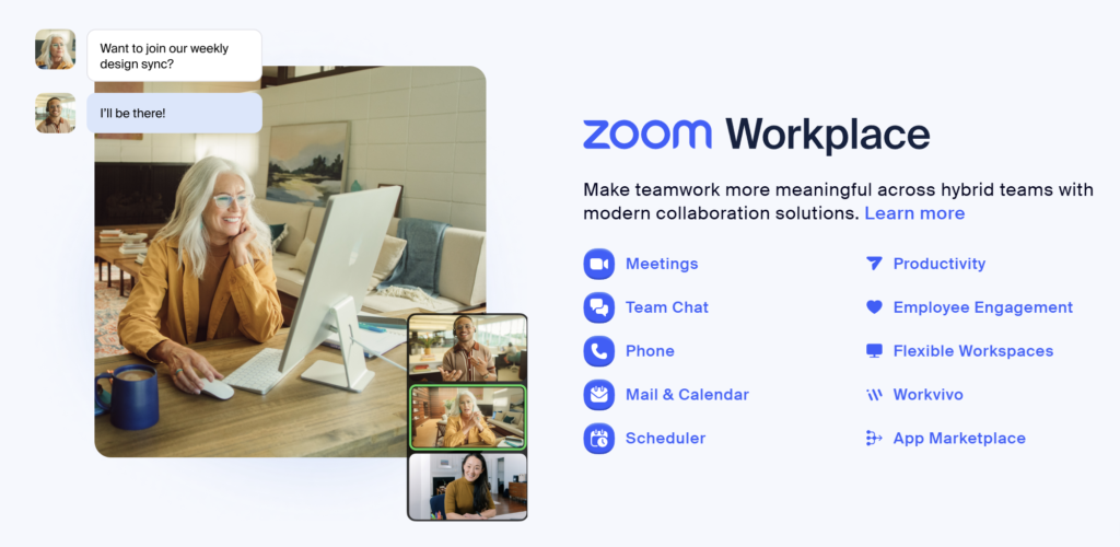 Zoom workplace features