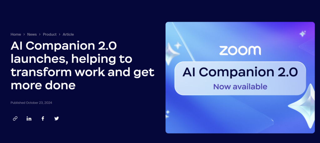 Zoom AI Companion 2.0 AI powered workplace 