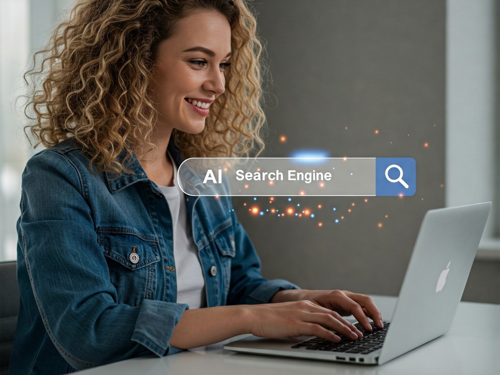 AI Search by a woman on a laptop