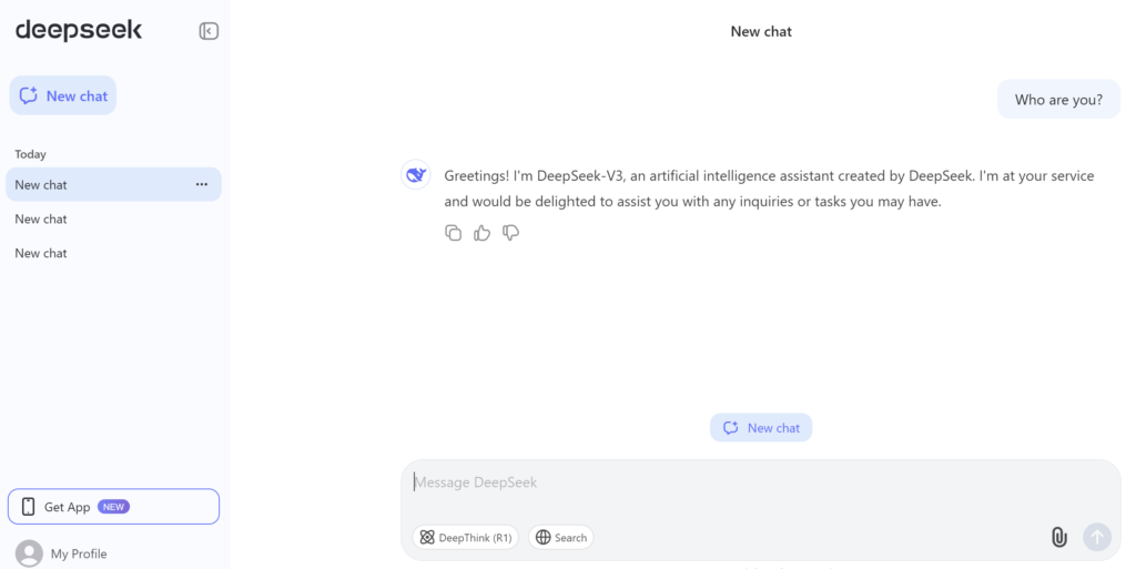 DeepSeek AI chatbot answering queries 